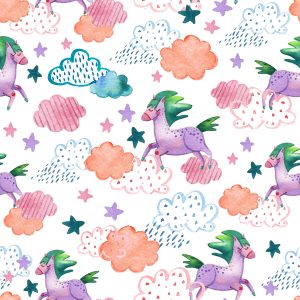 Papier Peint Pour Les Enfants - Licornes Colorées Au Style Scandinave – Image 1