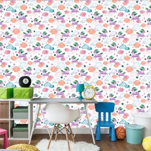 Papier Peint Pour Les Enfants - Licornes Colorées Au Style Scandinave – Image 4