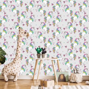 Papier Peint Pour Les Enfants - Licornes Arc-En-Ciel – Image 5