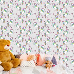 Papier Peint Pour Les Enfants - Licornes Arc-En-Ciel – Image 6