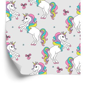 Papier Peint Pour Les Enfants - Licornes Arc-En-Ciel – Image 2
