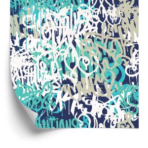 Papier Peint Graffiti Dans Les Tons Bleus – Image 2