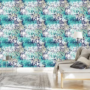 Papier Peint Graffiti Dans Les Tons Bleus – Image 3