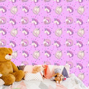 Papier Peint Pour Les Enfants - Licornes Sur Fond D'étoiles Et De Coeurs – Image 6