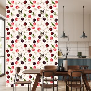 Papier Peint Pour La Cuisine, Les Fruits, Les Cerises, Les Fleurs, Les Papillons – Image 4