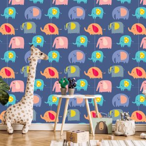 Papier Peint Dans La Chambre D'animaux D'éléphants Colorés D'un Garçon – Image 5