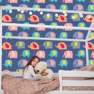 Papier Peint Dans La Chambre D'animaux D'éléphants Colorés D'un Garçon – Image 7