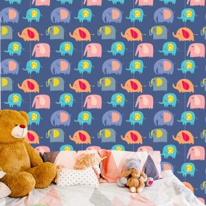 Papier Peint Dans La Chambre D'animaux D'éléphants Colorés D'un Garçon – Image 6