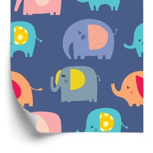 Papier Peint Dans La Chambre D'animaux D'éléphants Colorés D'un Garçon – Image 2