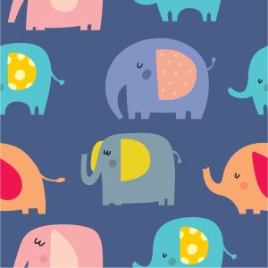 Papier Peint Dans La Chambre D'animaux D'éléphants Colorés D'un Garçon – Image 1