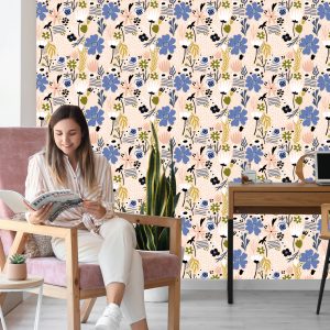 Papier Peint Feuilles Et Fleurs - Style Scandinave – Image 7