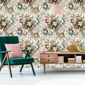 Papier Peint Pour Chambre Roses Fleurs Feuilles Nature 3D – Image 6