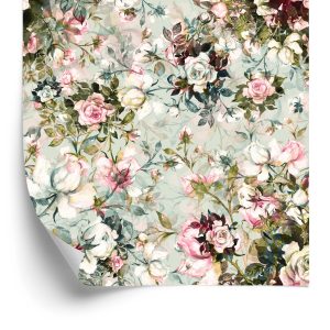 Papier Peint Pour Chambre Roses Fleurs Feuilles Nature 3D – Image 2