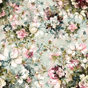 Papier Peint Pour Chambre Roses Fleurs Feuilles Nature 3D – Image 1