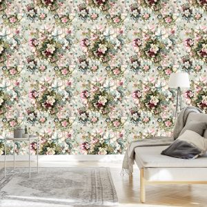 Papier Peint Pour Chambre Roses Fleurs Feuilles Nature 3D – Image 3