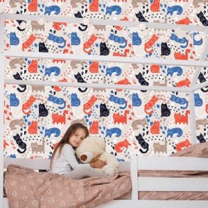 Papier Peint Pour Les Enfants - Chats Colorés - Style Scandinave – Image 7