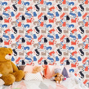 Papier Peint Pour Les Enfants - Chats Colorés - Style Scandinave – Image 6