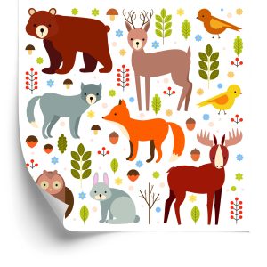 Papier Peint Pour Les Enfants - Animaux De La Forêt Mignons – Image 2