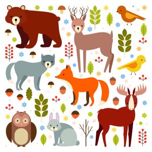 Papier Peint Pour Les Enfants - Animaux De La Forêt Mignons – Image 1
