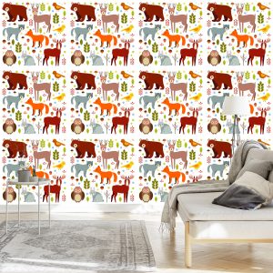 Papier Peint Pour Les Enfants - Animaux De La Forêt Mignons – Image 3
