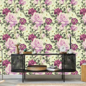 Papier Peint Belles Fleurs Aquarelles Roses – Image 5