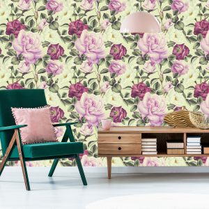 Papier Peint Belles Fleurs Aquarelles Roses – Image 6