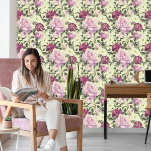 Papier Peint Belles Fleurs Aquarelles Roses – Image 7