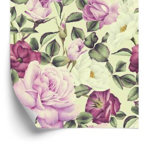 Papier Peint Belles Fleurs Aquarelles Roses – Image 2