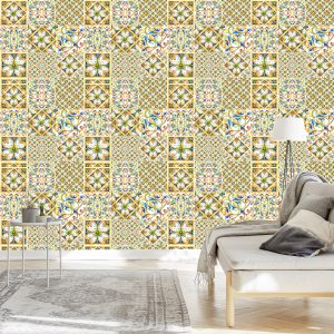 Papier Peint Motifs De Mosaïque Colorés Pour Le Couloir – Image 3