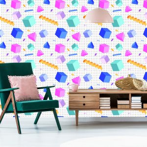 Papier Peint Cubes Géométriques 3D Chambre D'enfant – Image 6