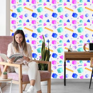 Papier Peint Cubes Géométriques 3D Chambre D'enfant – Image 7