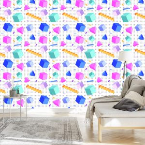 Papier Peint Cubes Géométriques 3D Chambre D'enfant – Image 3
