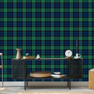 Papier Peint Optique Dans Le Salon De La Chambre Tartan – Image 5