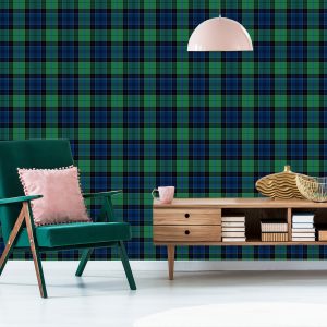 Papier Peint Optique Dans Le Salon De La Chambre Tartan – Image 6