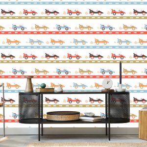 Papier Peint Dans Les Courses De Voitures Jusqu'à La Chambre De Bébé – Image 5