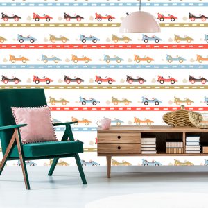 Papier Peint Dans Les Courses De Voitures Jusqu'à La Chambre De Bébé – Image 6