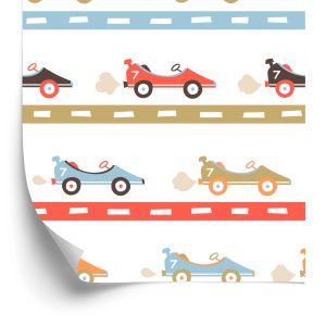 Papier Peint Dans Les Courses De Voitures Jusqu'à La Chambre De Bébé – Image 2