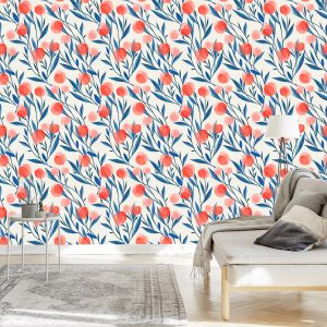 Papier Peint Fleurs Et Feuilles Rétro Colorées – Image 3