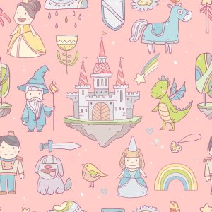 Papier Peint Contes De Fées Princesse Arc-En-Ciel Pour Chambre D'enfant – Image 1