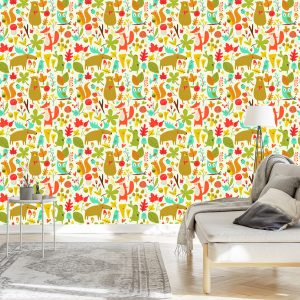 Papier Peint Pour Les Enfants - Merveilleux Animaux De La Forêt – Image 3