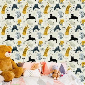 Papier Peint Pour Les Enfants - Lovely Cats - Style Scandinave – Image 6