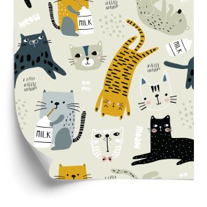 Papier Peint Pour Les Enfants - Lovely Cats - Style Scandinave – Image 2