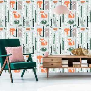 Papier Peint Pour Les Enfants - Animaux De La Forêt Joyeux – Image 6