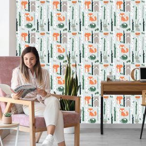 Papier Peint Pour Les Enfants - Animaux De La Forêt Joyeux – Image 7