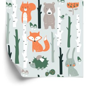 Papier Peint Pour Les Enfants - Animaux De La Forêt Joyeux – Image 2