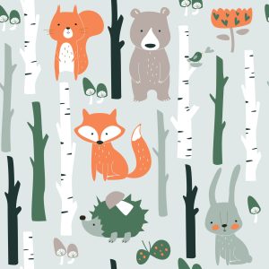 Papier Peint Pour Les Enfants - Animaux De La Forêt Joyeux – Image 1