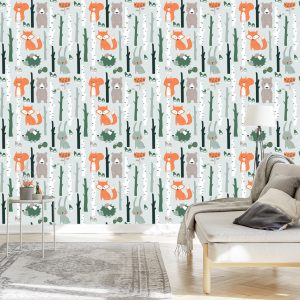 Papier Peint Pour Les Enfants - Animaux De La Forêt Joyeux – Image 3