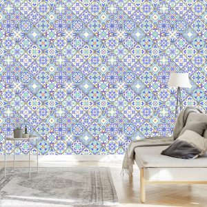 Papier Peint Motifs De Mosaïque Colorés Pour La Salle À Manger – Image 3