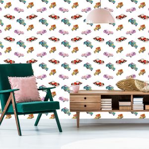 Papier Peint Pour Les Enfants - Voitures Rétro Colorées – Image 6