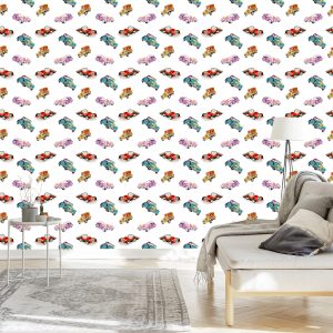 Papier Peint Pour Les Enfants - Voitures Rétro Colorées – Image 3
